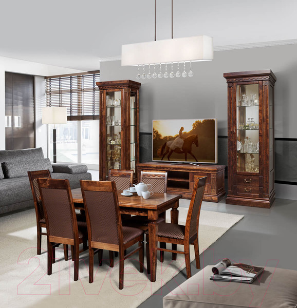 Изображение товара Шкаф с витриной Гомельдрев Ривьера ГМ 5806-01 Береза (беловежский орех)