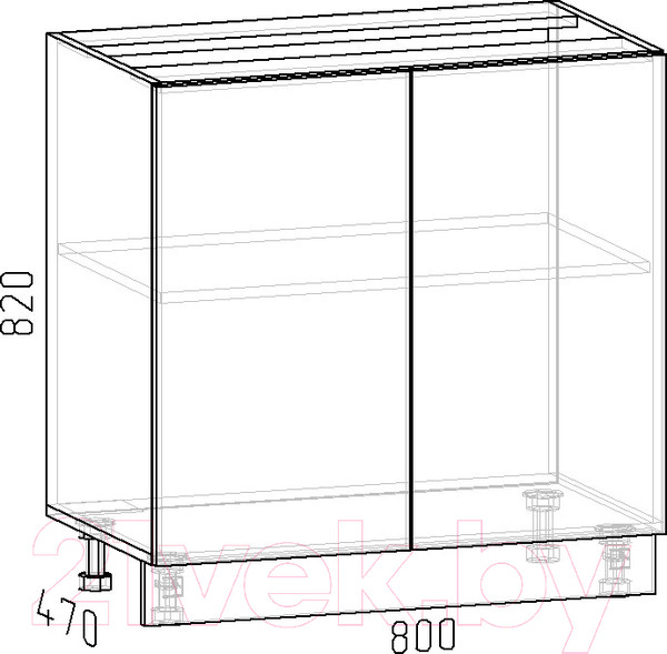 Изображение товара Шкаф-стол кухонный Интермебель Микс Топ ШСР 850-3-800 без столешницы (графит серый)
