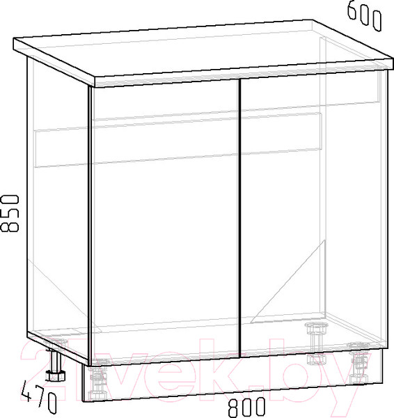 Изображение товара Шкаф под мойку Интермебель Микс Топ ШСРМ 850-4-800 (белый премиум/тунис)