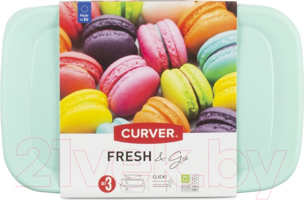 Изображение товара Набор контейнеров Curver Fresh&Go / 08026-Q29-00 (3шт, мятный)