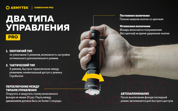 Изображение товара Фонарь Armytek Dobermann Pro Magnet USB Warm / F07501WO