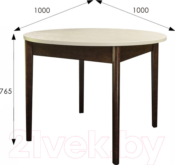Изображение товара Обеденный стол Мебелик Мариус М 81 (слоновая кость/орех)