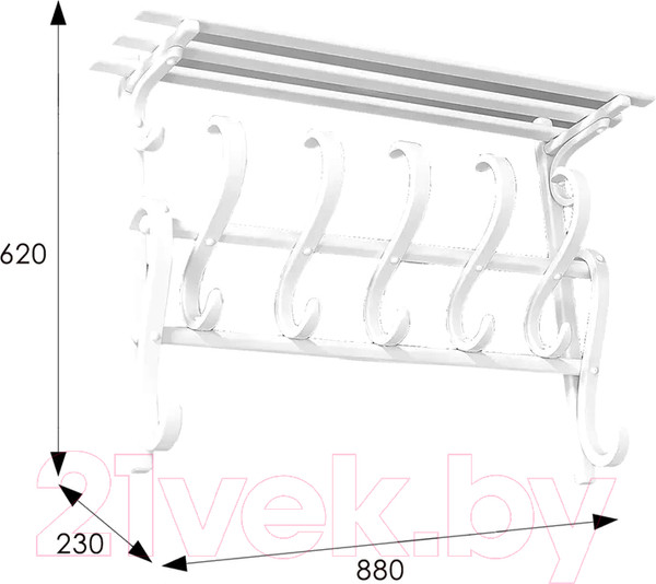 Изображение товара Вешалка для одежды Мебелик В 7Н (белый)