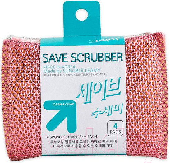 Изображение товара Набор губок для мытья посуды Sungbo Cleamy Save Scrubber (4шт)