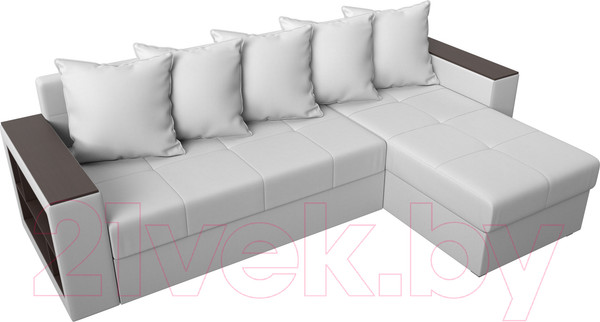 Изображение товара Диван угловой Лига Диванов Дубай лайт универсальный / 114199 (экокожа белый)