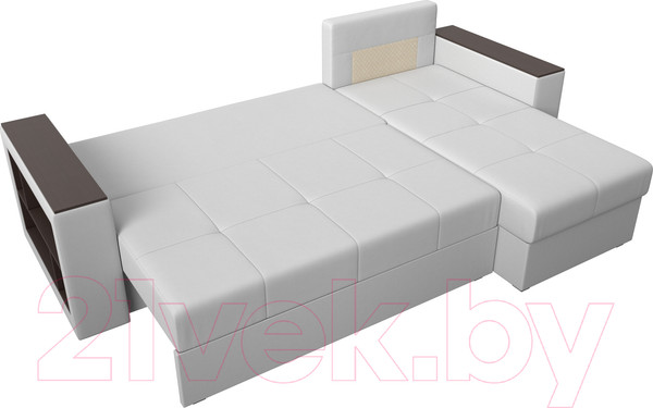 Изображение товара Диван угловой Лига Диванов Дубай лайт универсальный / 114199 (экокожа белый)