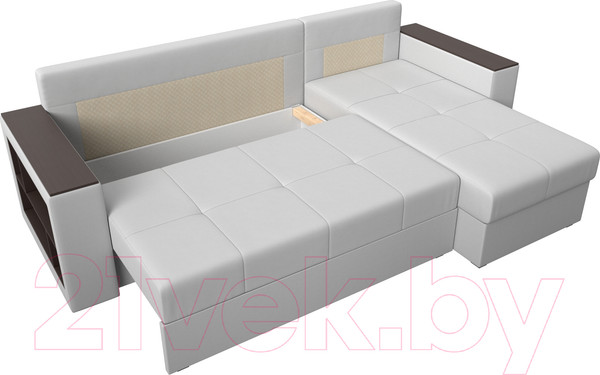 Изображение товара Диван угловой Лига Диванов Дубай лайт универсальный / 114199 (экокожа белый)