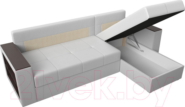 Изображение товара Диван угловой Лига Диванов Дубай лайт универсальный / 114199 (экокожа белый)