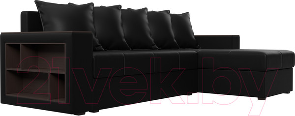 Изображение товара Диван угловой Лига Диванов Дубай лайт правый / 114201 (экокожа черный)