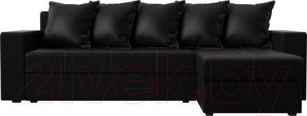 Изображение товара Диван угловой Лига Диванов Дубай лайт правый / 114201 (экокожа черный)