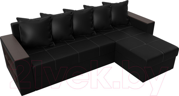 Изображение товара Диван угловой Лига Диванов Дубай лайт правый / 114201 (экокожа черный)