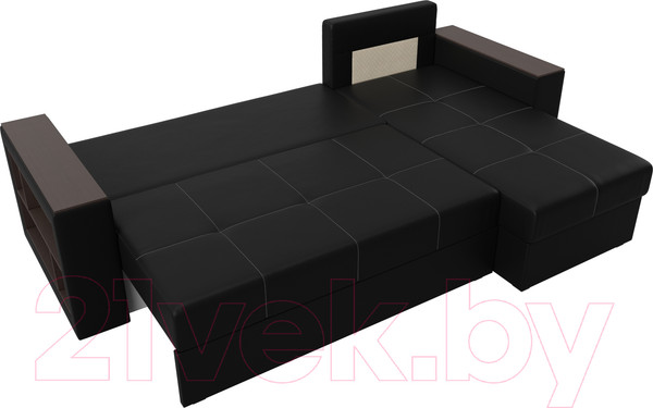 Изображение товара Диван угловой Лига Диванов Дубай лайт правый / 114201 (экокожа черный)