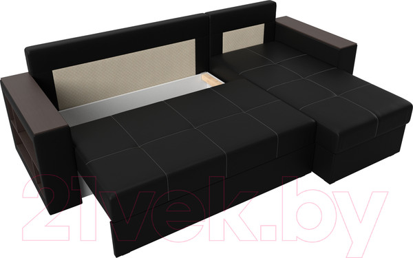 Изображение товара Диван угловой Лига Диванов Дубай лайт правый / 114201 (экокожа черный)