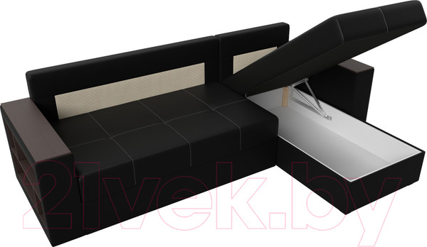 Изображение товара Диван угловой Лига Диванов Дубай лайт правый / 114201 (экокожа черный)