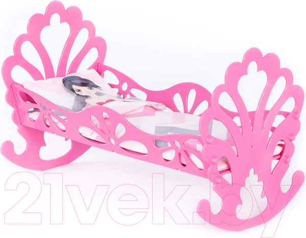 Изображение товара Аксессуар для куклы Полесье Кроватка-качалка с постельным бельем / 69801