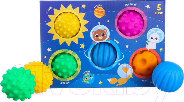 Изображение товара Развивающий игровой набор Крошка Я Развивающих массажных мячиков Космос / 4916716
