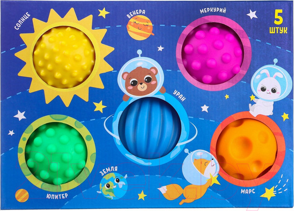 Изображение товара Развивающий игровой набор Крошка Я Развивающих массажных мячиков Космос / 4916716