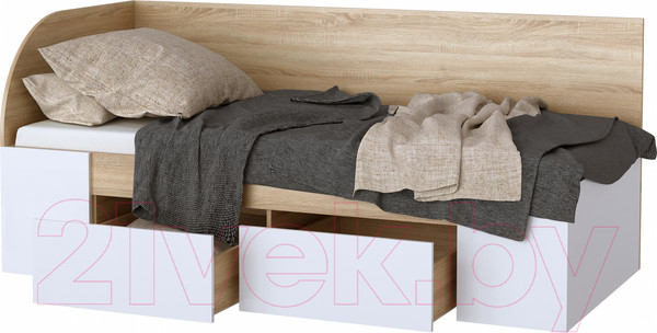 Изображение товара Кровать-тахта Памир Беатрис КР900 (белый глянец/дуб сонома)