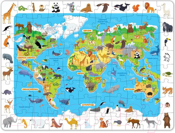 Изображение товара Пазл Puzzle Time Найди и покажи. Животные нашей планеты / 5505621 (88эл)