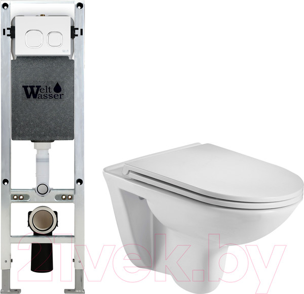 Изображение товара Унитаз подвесной с инсталляцией WeltWasser Amberg 350 ST+ Baarbach 004 GL-WT+ Amberg RD-WT