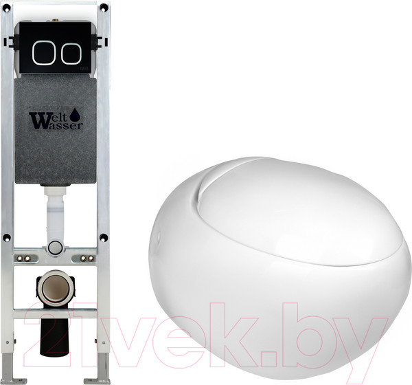 Изображение товара Унитаз подвесной с инсталляцией WeltWasser Amberg 350 ST + Jeckenbach 004 GL-WT + Amberg RD-BL