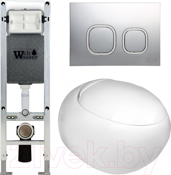 Изображение товара Унитаз подвесной с инсталляцией WeltWasser Amberg 350 ST + Jeckenbach 004 GL-WT + Amberg RD-CR