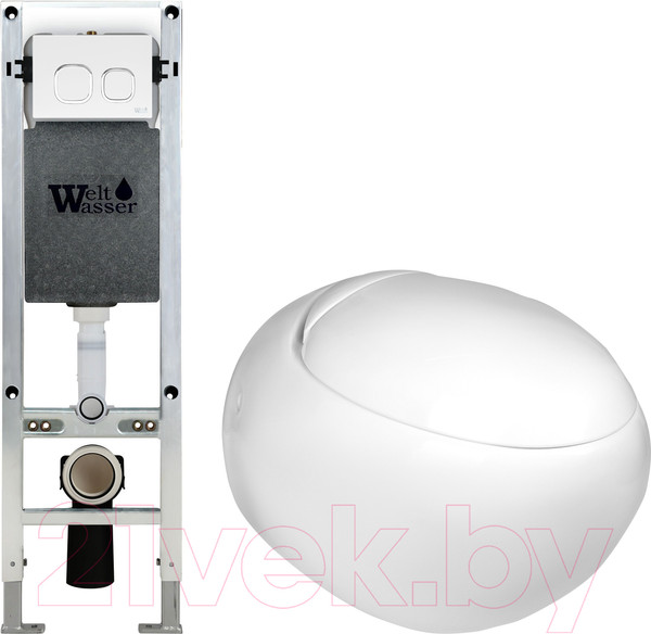 Изображение товара Унитаз подвесной с инсталляцией WeltWasser Amberg 350 ST + Jeckenbach 004 GL-WT + Amberg RD-WT