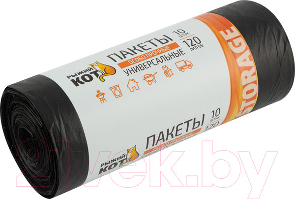 Изображение товара Пакеты для мусора Рыжий кот Особо прочные / 310410 (120л, 10шт, черный)