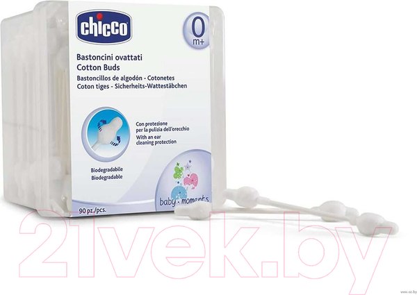 Изображение товара Ватные палочки Chicco С ограничителем / 00010440000000  (60шт)
