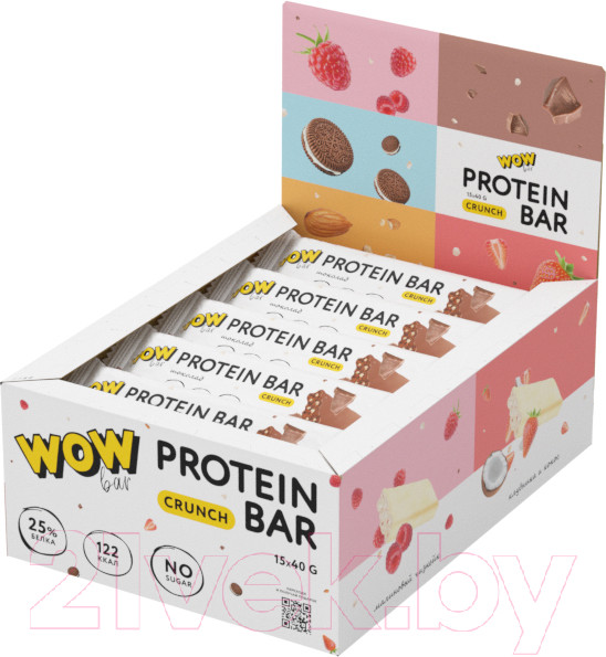 Изображение товара Набор протеиновых батончиков Prime Kraft Wowbar Crunch Шоколад (15x40гр)