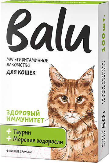 Изображение товара Витамины для животных BaLu Здоровый иммунитет мультивитаминное / 228002577 (100таб)