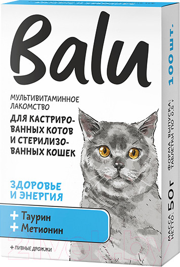 Изображение товара Витамины для животных BaLu Здоровье и энергия мультивитаминное / 228002607 (100таб)