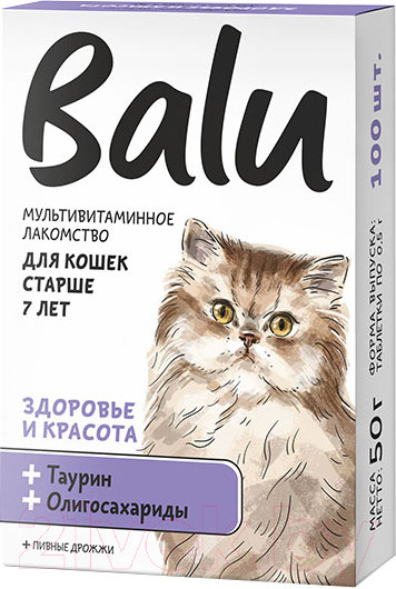 Изображение товара Витамины для животных BaLu Здоровье и красота мультивитаминное / 228002560 (100таб)