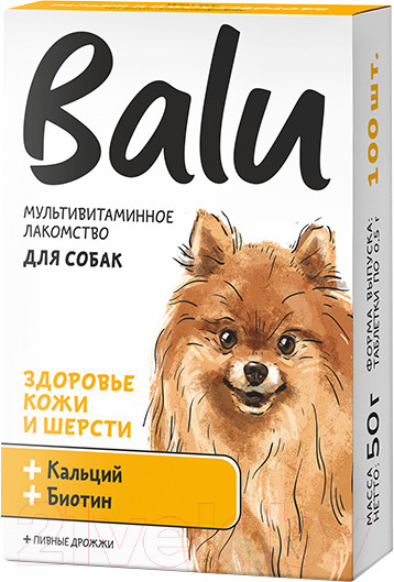 Изображение товара Витамины для животных BaLu Здоровье кожи и шерсти мультивитаминное / 228002652 (100таб)