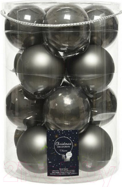 Изображение товара Набор шаров новогодних Kaemingk 140700 (16шт, теплый серый)
