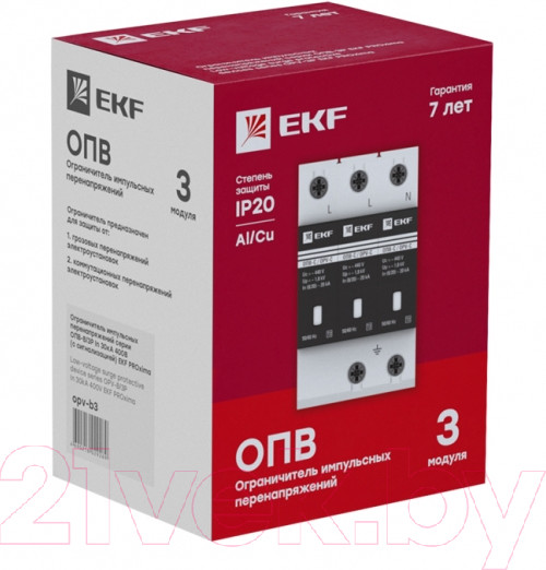 Изображение товара Ограничитель перенапряжения EKF ОПВ-D/3P / opv-d3
