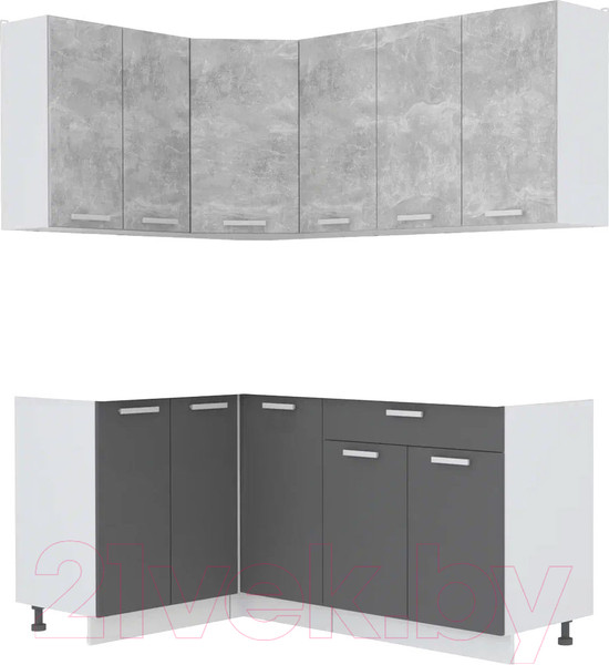 Изображение товара Кухонный гарнитур Интерлиния Мила Лайт 1.2x1.8 без столешницы (бетон/антрацит)