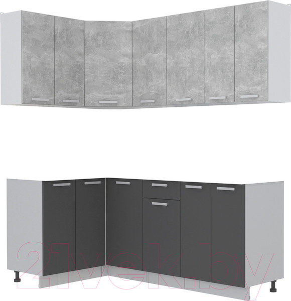 Изображение товара Кухонный гарнитур Интерлиния Мила Лайт 1.2x2.0 без столешницы (бетон/антрацит)