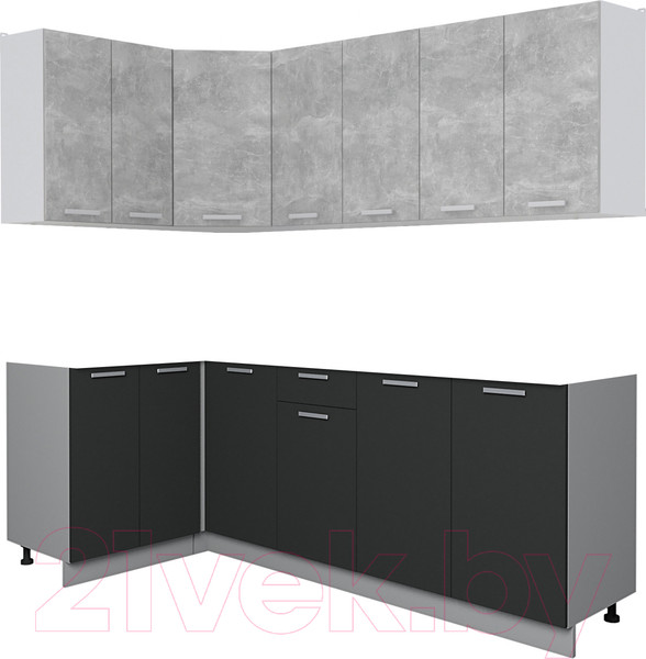 Изображение товара Кухонный гарнитур Интерлиния Мила Лайт 1.2x2.2 без столешницы (бетон/антрацит)