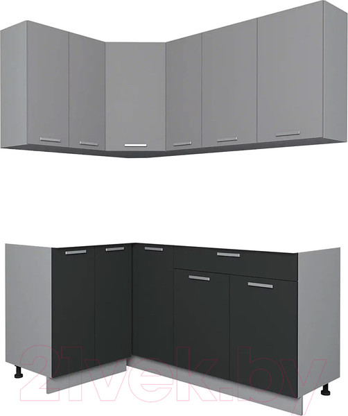 Изображение товара Кухонный гарнитур Интерлиния Мила Лайт 1.2x1.7 без столешницы (серебристый/антрацит)