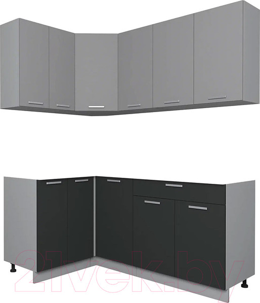 Изображение товара Кухонный гарнитур Интерлиния Мила Лайт 1.2x1.8 без столешницы (серебристый/антрацит)