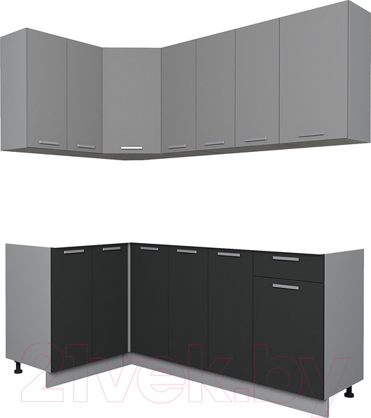 Изображение товара Кухонный гарнитур Интерлиния Мила Лайт 1.2x1.9 без столешницы (серебристый/антрацит)