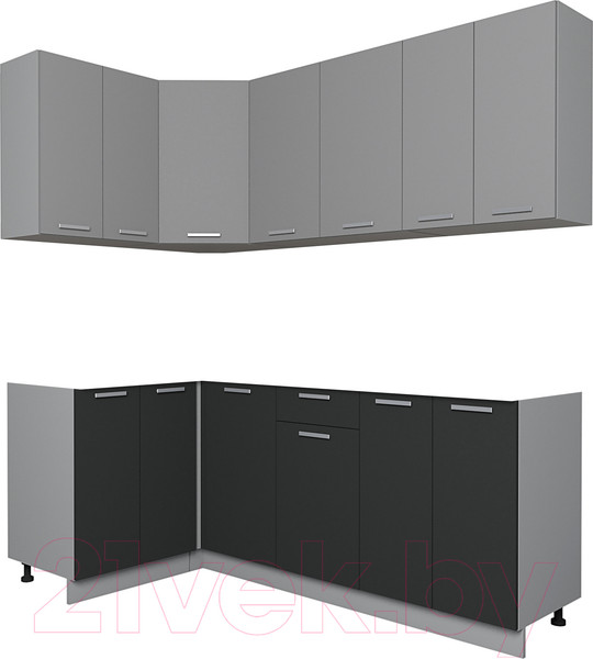 Изображение товара Кухонный гарнитур Интерлиния Мила Лайт 1.2x2.0 без столешницы (серебристый/антрацит)