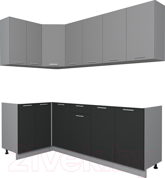 Изображение товара Кухонный гарнитур Интерлиния Мила Лайт 1.2x2.2 без столешницы (серебристый/антрацит)