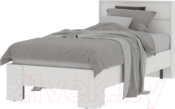 Изображение товара Односпальная кровать Стендмебель Хелен КР 01 90x200 (белый/белый)
