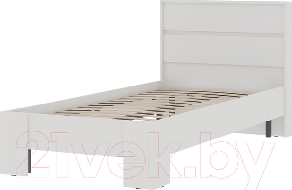 Изображение товара Односпальная кровать Стендмебель Хелен КР 01 90x200 (белый/белый)