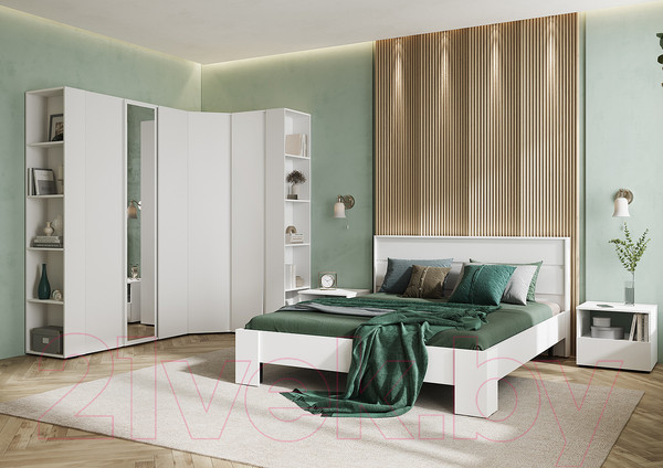 Изображение товара Полуторная кровать Стендмебель Хелен КР 02 140x200 (белый/белый)