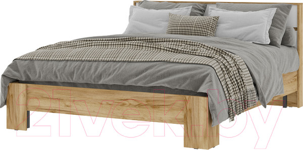 Изображение товара Двуспальная кровать Стендмебель Хелен КР 03 160x200 (белый/дуб крафт золотой)