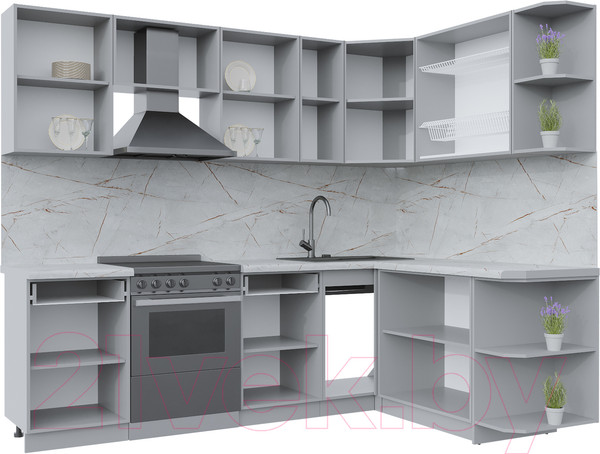 Изображение товара Кухонный гарнитур Интерлиния Берес 1.7x2.5 правая (дуб английский/бискайская сосна)