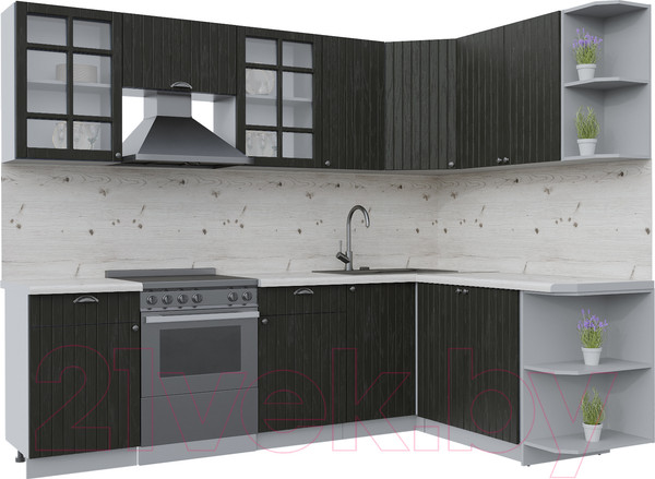 Изображение товара Кухонный гарнитур Интерлиния Берес 1.7x2.6 правая (дуб английский/бискайская сосна)